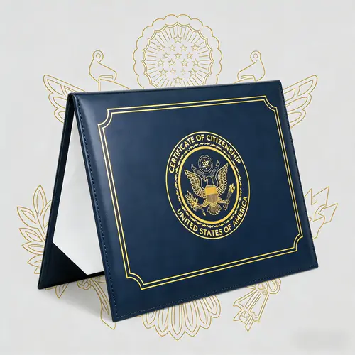 US Citizenship Certificate Holder PU Naturalization Certificate Holder with Gold American Seal Durable PU Material Secure Document Storage Passport Cover Passport Wallet