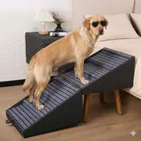 21" Tall Dog Stairs Ramp for Bed | 2-in-1 Wooden Ottoman Dog Ramp, Foldable Pet Steps for Small, Large & Senior Dogs, Helps Protect Joints & Prevent Injury, Stable Solid Wood Feet