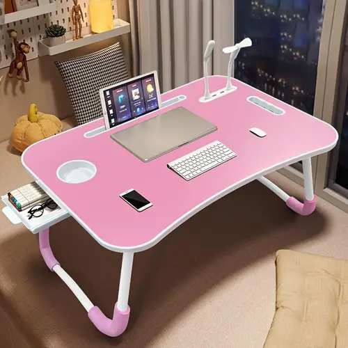 Ultra Large Portable Laptop Bed Table - Multi functional tray holder with cup holder and drawer, USB, fan, and light - Perfect for eating, reading, and writing on beds, sofas, floors - Stable, durable, and foldable  Space-Saving Design for Home Office sum
