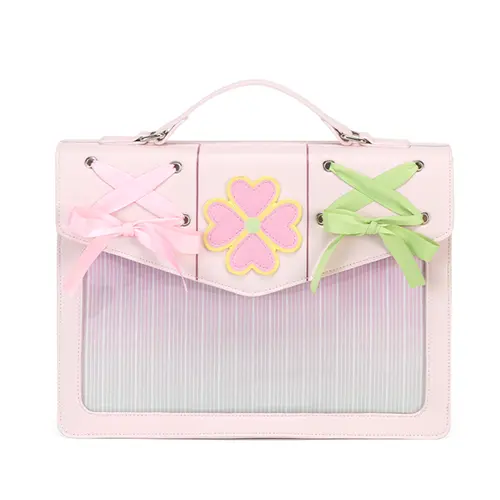 Kabaqoo Demon Slayer Mitsuri Kanroji Ita Bag, Official Style Japanese Novelty Women's Crossbody & Shoulder Bags, Polyester Crossbody Purses with Display Panel for Pins & Charms, Zipper & Snap Closures, Otaku Gift