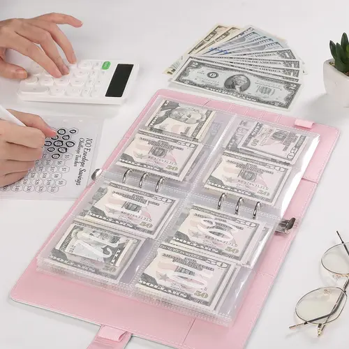 100 envelope savings books + infinity Pencil for afun and easy save.cute officesupplies for work Organizer, Savings Challenge Planner, Money Savings Book
