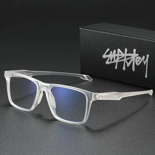SUPKLEY TR-90 Lightweight Anti Blue Light Glasses, Fashionable Frames Glasses, Unisex Business Style Glasses, Stylish Square Frames With Plain Square Frame For Outdoor Play/Daily Wear, Square Frame Eyewear, Square Frame Eyeglasses