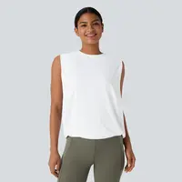 Halara Round Neck Ruched InstantCool Yoga Tank Top-UPF50+