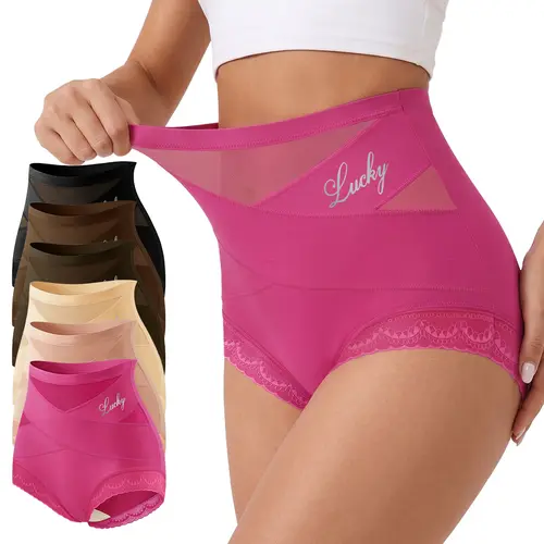 Morelect Women's High Waisted Seamless Basic Panties with Crisscross Lace Trim, Crisscross Front, Solid Breathable Lightweight Knit Fabric, Barely-There Feel for Everyday Wear, 4/6/8 Pack Lady Underwear