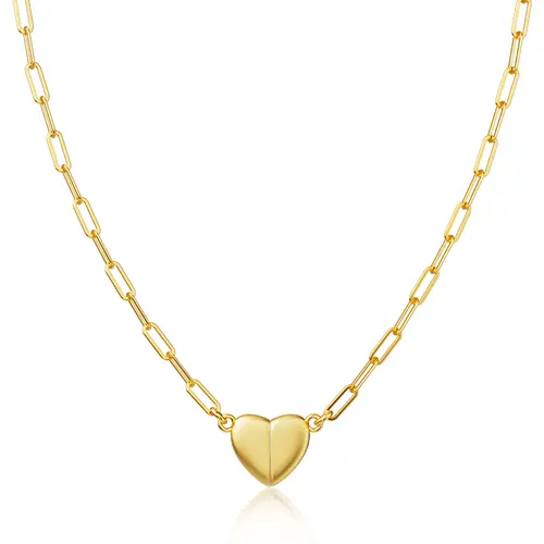 Tewiky 14K Gold/Silver-Plated Heart Shape Pendant Magnetic Necklace for Women Dainty Fashion Choker Necklace Jewelry Love Party Mother's Day Gift