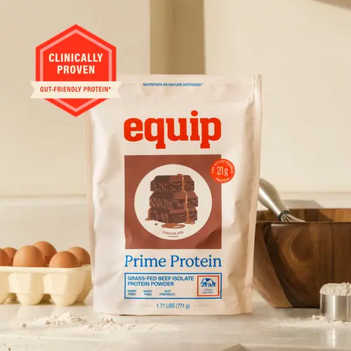 Equip Prime Protein Powder - 21g Dairy-Free Grass-Fed Beef Clean Premium Protein per Scoop, Easily Digestible, Real-Food Ingredients, 30 Servings, Fitness Supplements for Adults