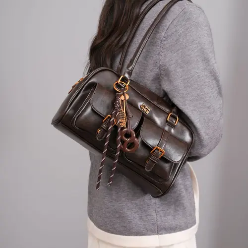 The New Wave Of Bread Knot Pendant Multi-Pocket Pillow Bag, Fashion Meilad Color Armpit Bag, Highly Attractive Retro Simplicity Senior Texture Women's Shoulder Bag, Daily Versatile Suitable For Commuting To Shop Shopping