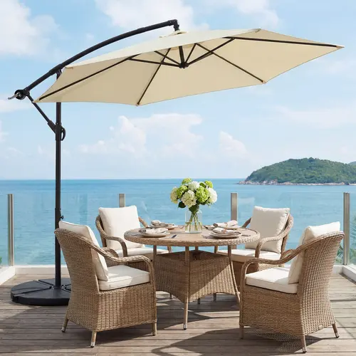 VOWNER Outdoor 10FT Cantilever Umbrella Heavy Duty Offset Hanging Patio Umbrella with High-Strength Frame All-Weather UV Protection Sun Shade Suitable for Garden Lawn Backyard Poolside