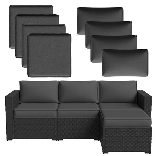 Aoxun Modern 4-Piece Outdoor Cushioned Patio Chair Set with 7-Pieces Components, Thick Padding, Splashproof Cover, Fade-Resistant Grey, Cushions for Porch & Lawn