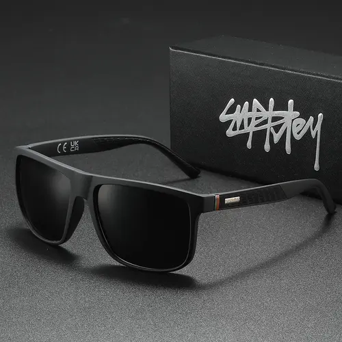 SUPKLEY Fashion Men's Polarized Fashionable Square Frames Sunglasses with TAC Lens Material Square Frame - Lightweight & Comfortable Vacation Driving Fishing Reduces Glare UV Protection Branded Packaging Perfect Gift