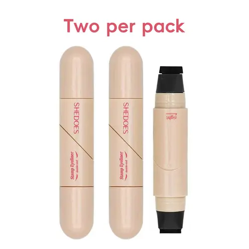 Women's 2-Pack Rotating Eyeliner Stamp Pen - Dual-Head Wing Stamp, Quick-Dry, Long-Lasting, Smudge-Proof, Easy Eye Makeup Tool for Sharp Cat Eye Lines, Beginner-Friendly All-Day Cosmetic Multi-Pack