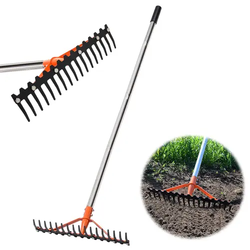 CKLT 62-Inch Stainless Steel Handle Bow Rake, Garden Rake, 17 Tempered Spring Steel Tines, Durable Gardening Tools for Soil Loosening, Raised Bed Ridging, Mulch, deals for you
