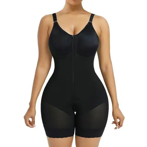 Women's Colombian Open-Bust Faja Bodysuit - Breathable Stretchable Fabric, Tummy Control, Butt Lifter, Adjustable Detachable Straps, Zipper Crotch, Waist Training, Post-Surgery Fit, Lace Shapewear for Thanksgiving, Wedding