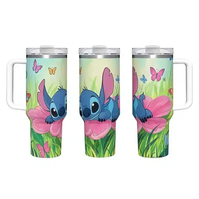 Disney Stitch 40oz Tumbler with Straw and Lid | 9 Hour Cold, 3 Hour Hot Retention, Insulated Travel Mug for Car, Valentine's Gifts for Women Men