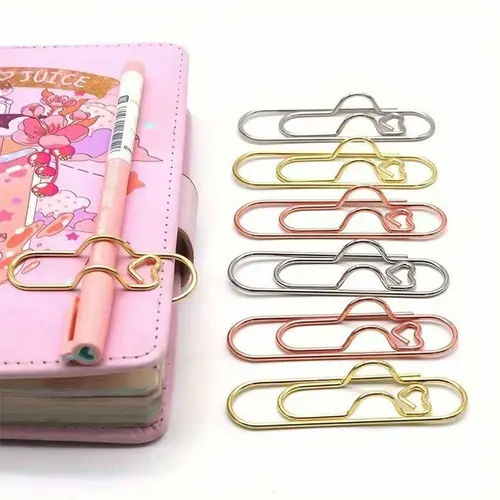 6Pcs Multifunctional Metal Heart Pen Clips - Metal Spring Clip Binder Accessories for Notebooks, Clipboards, Desk & Office Use, Desk Accessories