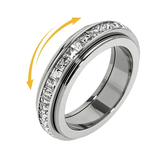 Anxiety Rings for Women and men Titanium Steel Spinner Fidget Band Rings Cubic Zirconia Relieving Anxiety Wedding Promise Lucky Rings Comfort Fit Size 5 to 10 lovisa  necklace first bracelet magnetic therapy Copper random black Christian Bible Verse Daily