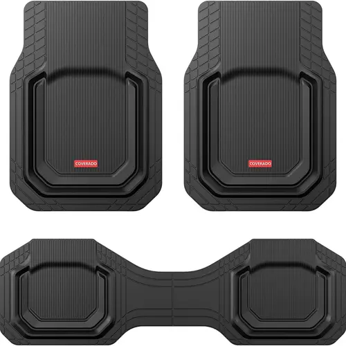 Coverado Deep Dish Automotive Floor Mats 3PCS Set Pack - Waterproof, All-Weather, Heavy-Duty Protection with Splitable Rear, Universal Fit for Cars, SUVs, Trucks (HSYC-59002) | Car Accessories