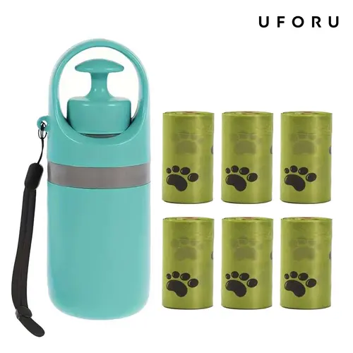 UFORU Portable Pet Poop Scooper with 6-Count Dog Waste Bag Holder & Dispenser, Easy-to-Use Clean Pet Supply for Outdoor Parks, No-Touch Waste Cleanup Essential Litter Scoop