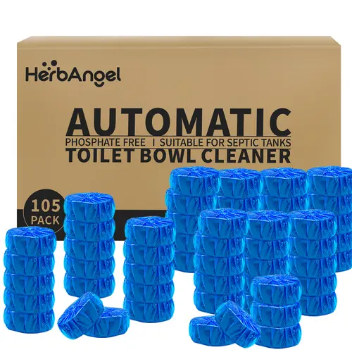 HERB ANGEL 105 Solid Household Toilet Bowl Cleaner Tablets - Phosphate-Free, Low-Odor Plant-Based Formula Stain Remover for RV/Yacht/Home Bathrooms with Long-Lasting Deodorization (Home Essentials)