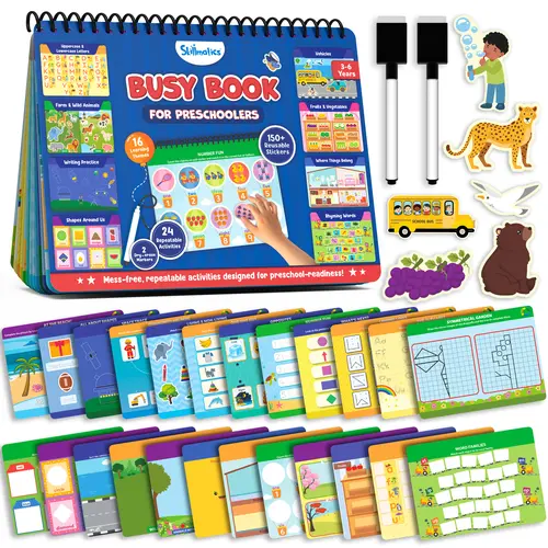 Skillmatics Preschool Busy Books Language Toys, Montessori Busy Board, Educational Learning Flash Cards, Sensory Toys, Creative Learning & Fun Activities, Gift for Toddlers for Ages 3, 4, 5, 6