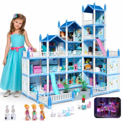 16-Room Huge Dollhouse Playset, 25" x 18" x 29" Princess Playhouse, Pretend Play Kids Toys for Girls, Ideal for Birthday Homecoming Gifts #backtoschool #sohochic