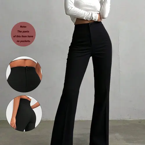 Women's High Waist Straight Leg Pants, High Rise Slim, Basic Casual Elegant Commuter Trousers, Perfect for Daily, Office, Home, Dates, Small Parties, Casual Commuter Wear