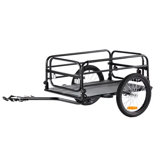 【Summerfinds】VEVOR Bike Cargo Trailer,  , 160 lbs Load Capacity, Heavy-Duty Bicycle Wagon Cart, Foldable Compact Storage & Quick Release with Universal Hitch, 16" Wheels, Safe Reflectors, Fits 22"-28" Bike Wheels