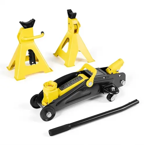 【Fallpicks】VEVOR 2-Ton (4400 lbs) Low Profile Hydraulic Steel Racing Floor Jack, Adjustable Stands, Single Piston Quick Lift Pump, 360° Smooth Roll Trolley, Ratchet Bar Hold, 5.1-12.2 in Lift Range, Car Repair Tools for Compact SUVs, Home Maintenance