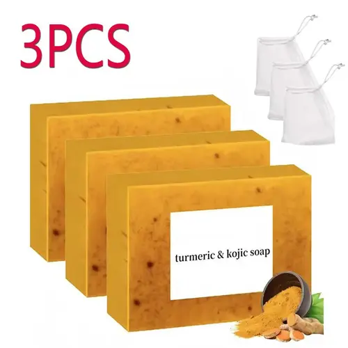 3PCS Turmeric Soap,Deep cleansingSoap,Moisturizing Soap For Face &Body,Body wash & Soap For Women& Men New Year's gift
