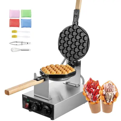 【Father's Day】VEVOR Commercial Bubble Waffle Maker Egg Pancake Baker Machine 1400W Non-Stick