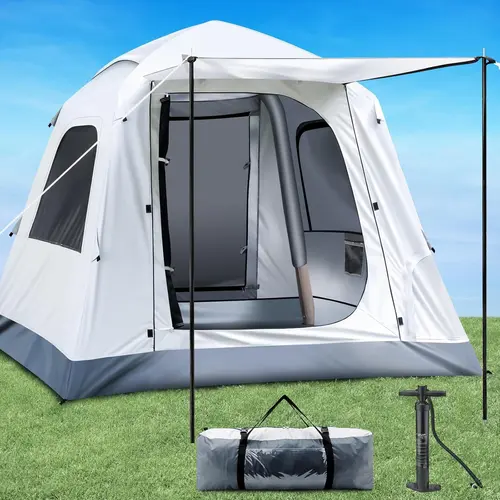 2-3 Persons Manual Inflatable Camping Tent with Manual Pump, Breathable Waterproof Portable Tent, Carry-Bag Portable Outdoor Camping Equipment for Family Hiking