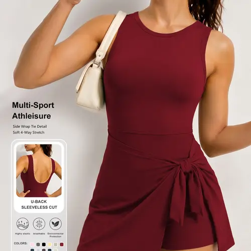 Women's Sporty Jumpsuit Dress Set, High Elasticity Yoga, Comfortable Fitted Fitness Commute Wear, All-Season Casual Outdoor Clothing