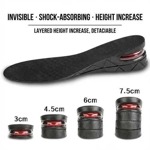 Detachable Height Increase Insoles - Invisible Air Cushion Shock-Absorbing Insoles for Men & Women, Breathable Heightening Insoles, Height Maximizer