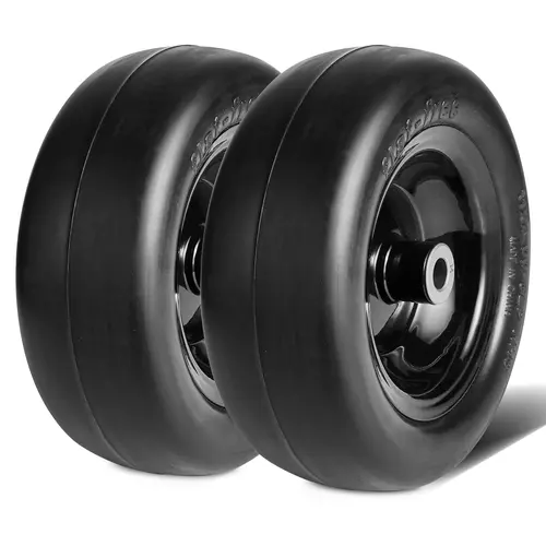 【toolupgrade】VEVOR 11x4-5 Inches Center Wheel Hub Solid Flat-Free PU Tubeless Mower Wheels Pair, 3.4" Hub, 3/4" Bushing, 20 Adapters, 350 lbs Load Capacity, Low Maintenance Lawn Equipment for Most Lawn Mowers & Riding Tractors,dorm essentials,home decor