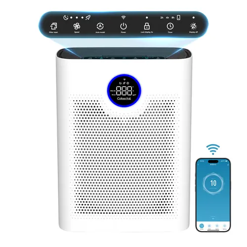 Smart WiFi Air Purifier with Filter – High-Efficiency Air Cleaning with Smart Mode and App Control, 24dB Quiet Operation, 5 Speeds, Auto Mode, Aromatherapy Function, Activated Carbon Filter, Built-in Display Air Quality Sensor, Child Lock, Timer.
