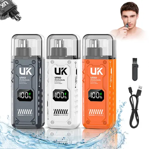 Men's Cordless USB Rechargeable Nose & Ear Hair Trimmer - High Quality Stainless Steel Dual Blade, Painless Beauty Product, LED Display, Waterproof Portable ABS Groomer, Easy Cleaning Precision Care, Rechargeable Battery