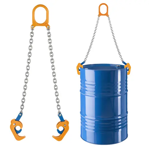 【toolupgrade】VEVOR Carbon Steel Drum Lifter, G80 Alloy Chain Sling with Thick Security Hook, 2200 lbs Capacity, 1.6ft Long, 0.24 in Chain Diameter, Heavy Lifts Handling Equipment for Plastic & Metal Drums