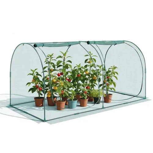 【Summerfinds】Heavy Duty Portable Outdoor Greenhouse, 8.1x3.9x3.9 ft Large Size Weather Resistant Crop Cage, Steel Tube Frame, Zippered Door, Tear-Resist Mesh, 97.99" Wide Space, Animal Proof, Portable for Garden Raised Beds, Stable, Assembly Required