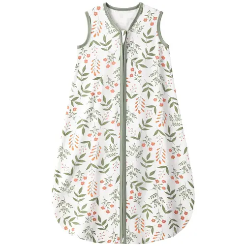 Yoofoss Unisex Organic Cotton Sleeping Sack - Newborn 0-3/0-6 Months, TOG 0.5 Moderate Warmth Wearable Blanket, 2-Way Zipper Floral Design Infant Sleepwear