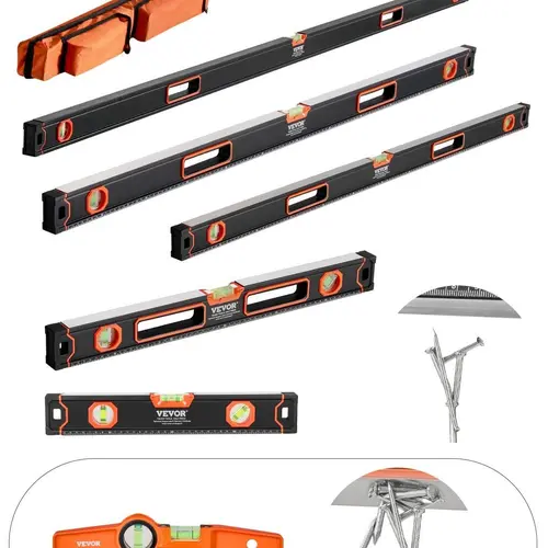 【SummerFinds】VEVOR 6-Piece Torpedo Level (Only 10-inch has magnetic),  , 78/48/32/24/16/10 Inch Box Levels Set, Bubble Vials Ruler for 45/90/180 Degree, Shock-Proof Aluminum Alloy Magnetic Leveler Tool, SAE/Metric Scale(Only 10-inch has magnet)