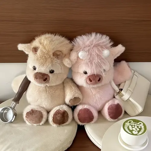 Scottish Highland Cow Cuddly Soft Stuffed Animal, Cute Farm Plush Toy Plushie, Stuffed Animal Gifts, Christmas Birthday Present for Adults, Boys and Girls, Huggable Collectible Stuffed Animal