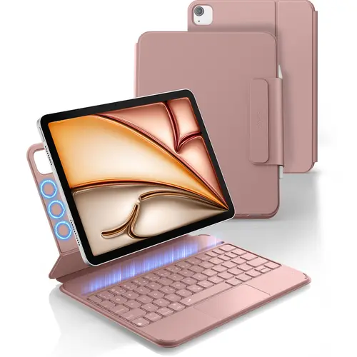 Dexnor Tablet Case with Folding Rechargeable Wireless Keyboard & Magnetic Trackpad, Ultra-Thin Backlit, for iPad Air 11-in M4/M3/M2 (2026/2025/2024), 5th/4th Gen & iPad Pro 11-in 4th/3rd/2nd/1st Gen Tablet Accessories
