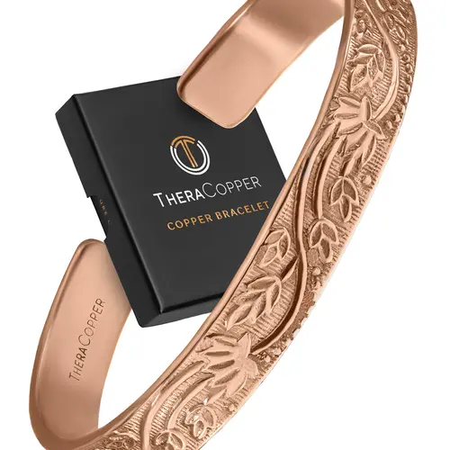 TheraCopper Copper Bracelet for Women (Floral) — 100% Pure Copper Jewelry for Women — Raw, Solid & Uncoated Authentic Handmade Tibetan Bracelet Cuff Bangles Or Bangle Bracelets