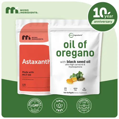 Micro Ingredients Inside-Out Defense Bundle: Oregano Oil 150 Softgels + Astaxanthin 12mg 120 Softgels