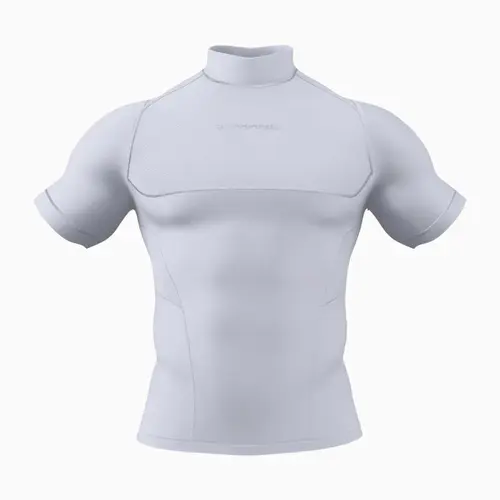 Men's Compression Short-Sleeve High-Neck Shirt - Game-Day Wear with Lightweight & Durable Fabric, Premium Feel, Targeted Compression Slim Fit, Heat-Release Mesh, Cool Mesh Vents for Sports & Outdoor Activities (Glides Smoothly Under Pads)