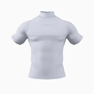 Male Compression Sports Shirt - Youth Short-Sleeve Mock Neck Top, Athletic Wear with Second-Skin Feel, Anatomic Seams, Compressive Fabric, Breathable Panels, Cooler Chest Mesh, Moves with Every Rep for Core Sports Activities