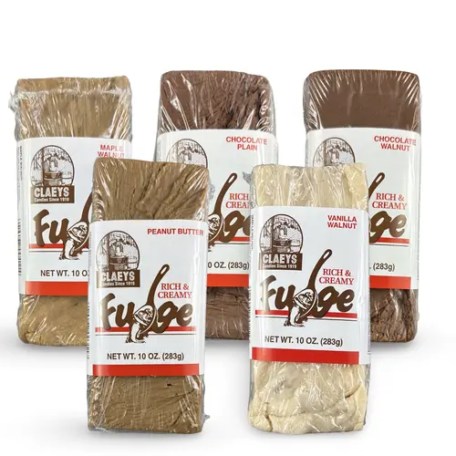 Claeys Rich & Creamy Fudge – Huge 10 oz Brick | Choose Chocolate, Peanut Butter, Maple Walnut, Vanilla Walnut & More