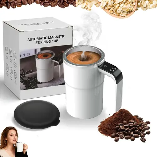 2026 New Classic Rechargeable Magnetic Mixing Smart Mug - Single Unit Plain Finish, Electric Automatic Self-Stirring Drinkware for Coffee, Tea, Cocoa, Perfect Practical Gift for Coffee Lovers (Home & Travel Use)