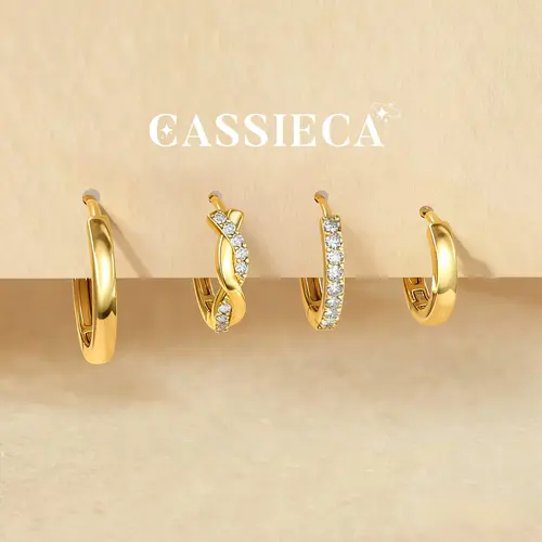 CASAIECA Hoop Earrings for Women Trendy 14K Gold Plated Huggie Earrings Hypoallergenic Cartilage Earring Stacks Cute Dainty Huggie Hoops Earring Sets for Multiple Piercing Accessories Gifts for Women Girlfriend, Earrings Jewelry, Daily Wear