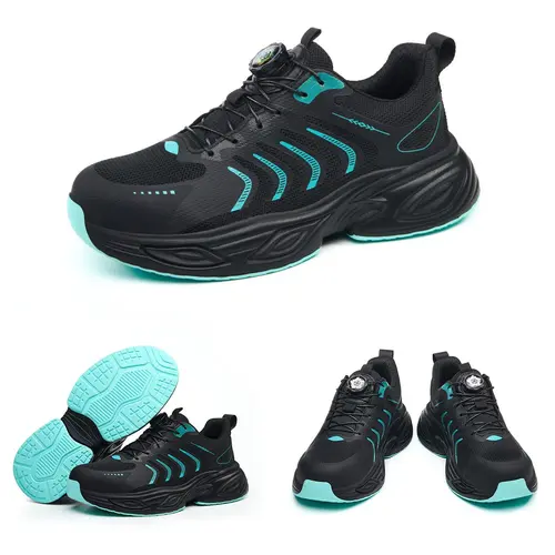 Shenganton Men's Work Safety Footwear - Rotating Buckle, Steel Toe, Kevlar Midsole, Puncture-Resistant, Anti-Smash, Non-Slip Outsole, Wet Floor Grip, Utility Footwear, Move-Ready Tough Shoes for Tough Jobs, Closed-Toe Worker Shoes, Grip On Wet Floors, Kev